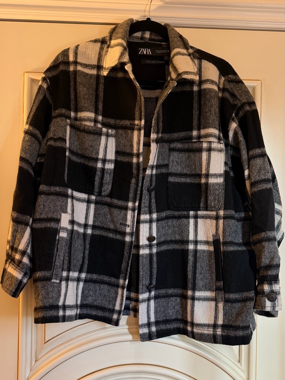 Zara Black & White Plaid Oversized Jacket
